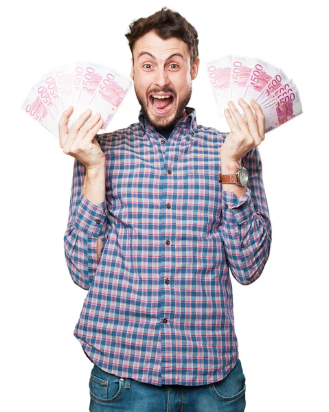 Jonge man met geld — Stockfoto