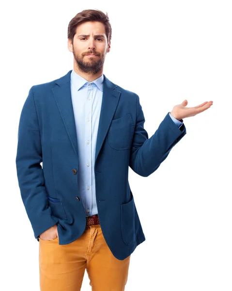 Happy businessman showing gesture — Stock Photo, Image