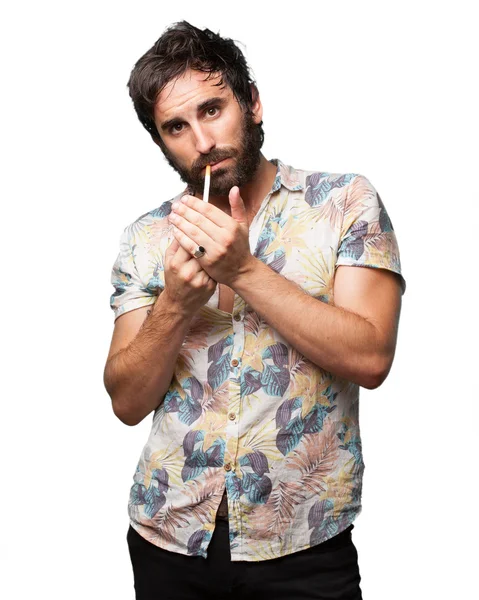 Proud young man with cigar — Stock Photo, Image