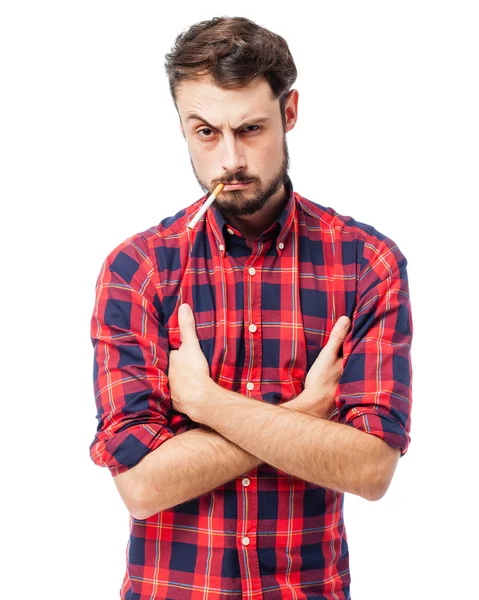 Angry young man s doutníkem — Stock fotografie