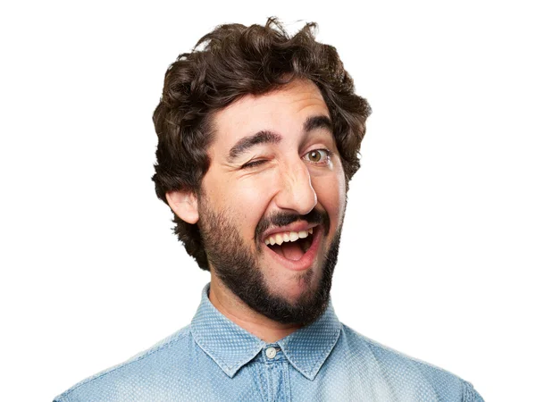 Crazy young man wink gesture — Stock Image Crazy young man wink gesture Royalty Free Stock Photos