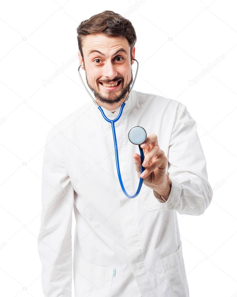 angry doctor man with joking