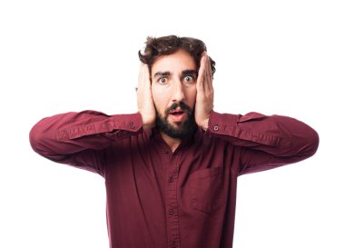 endişeli genç adam şaşırmış