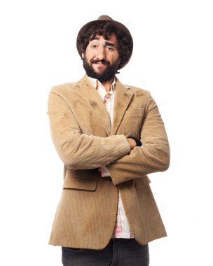 mutlu genç adam gurur pozu