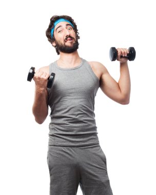 mutlu spor adam dumbbells ile