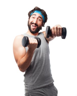 mutlu spor adam dumbbells ile