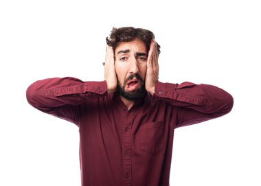 endişeli genç adam şaşırmış