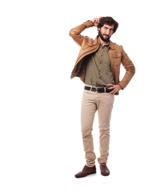 Mutlu genç adam düşünme