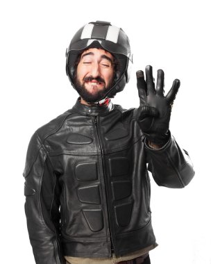 Dört numaralı ile üzgün motorcu