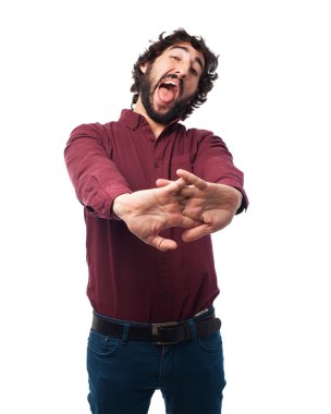 mutlu genç adam yorgun