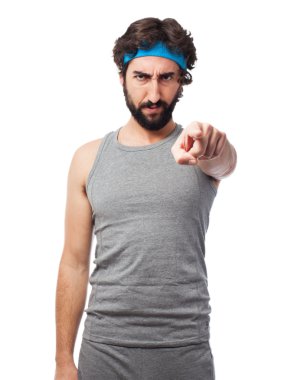 kızgın spor adamı işaret açık