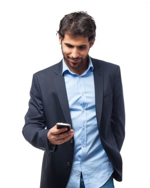 mobile ile mutlu işadamı