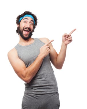 mutlu spor adamı işaret açık