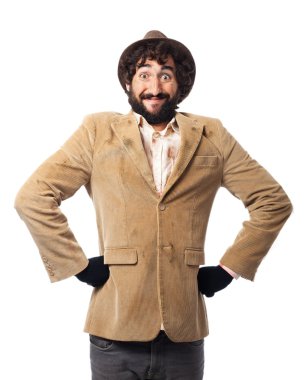 mutlu genç adam gurur pozu