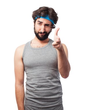kızgın spor adamı işaret açık