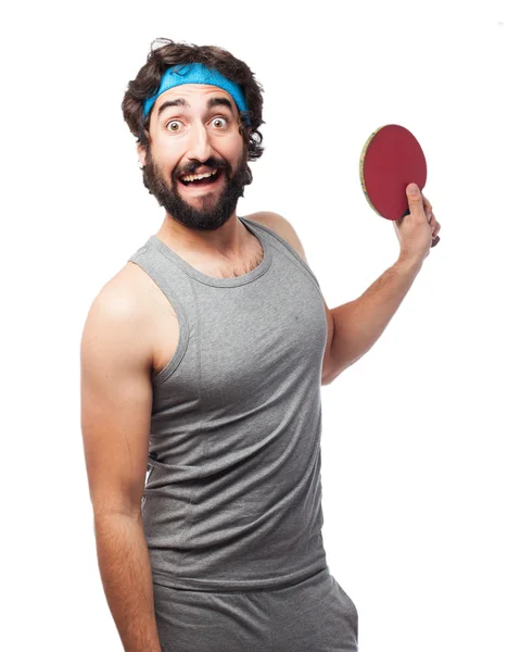 Happy sport muž s ping pong — Stock fotografie