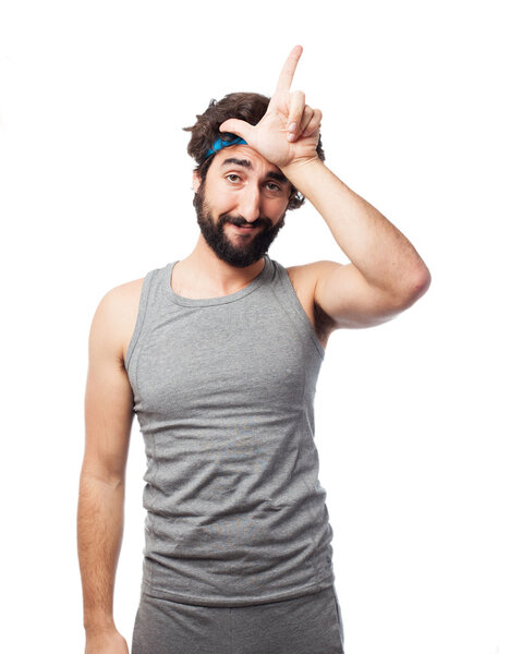 proud sport man with loser sign