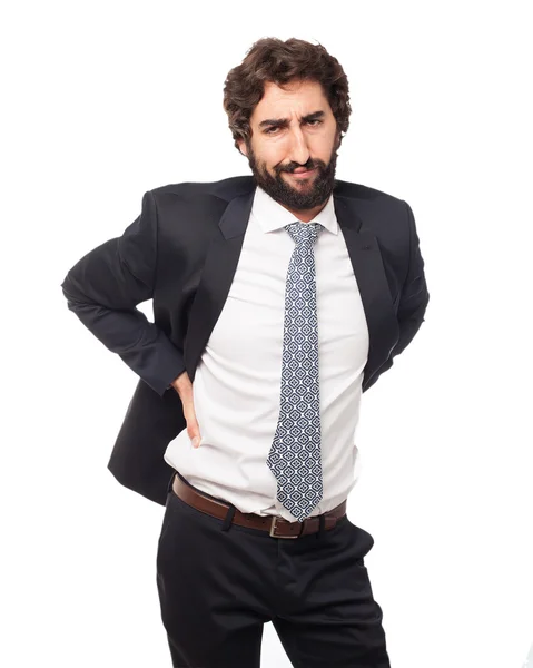 Happy businessman back ache — Stock Photo, Image