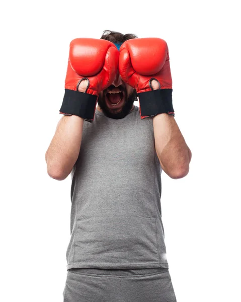 Happy sport man boxing — Stock Photo, Image