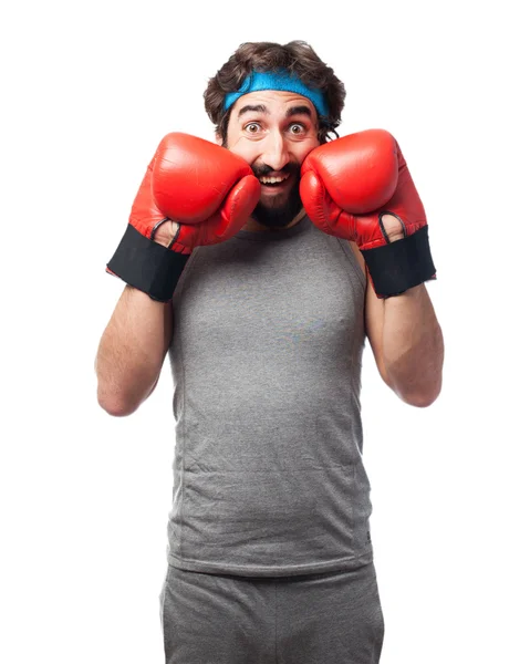 Glücklicher Sportler beim Boxen — Stockfoto