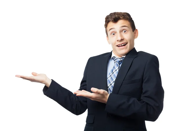 Surprised businessman showing gesture — Stock Photo, Image