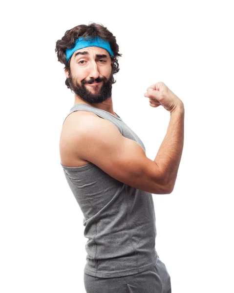 Щасливий спортивний чоловік у сильній позі — стокове фото