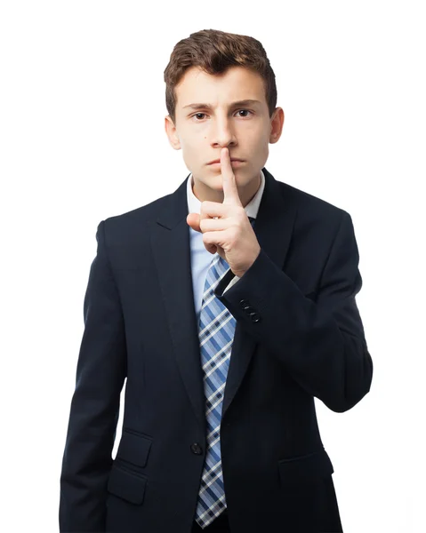 Hombre de negocios enojado gesto de silencio — Foto de Stock