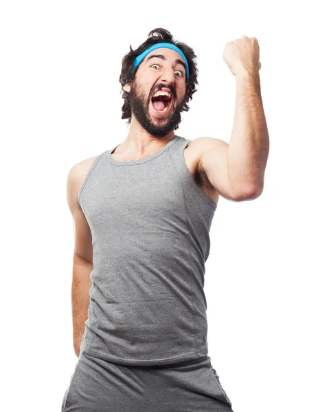 Hombre deporte feliz en la celebración de pose — Foto de Stock