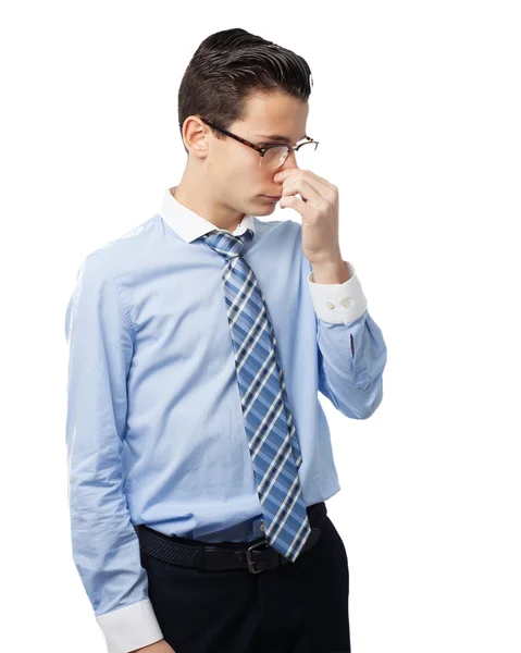 Worried young man smell bad — Stock Photo, Image