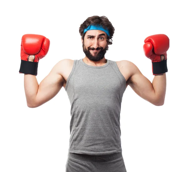 Счастливый спортивный человек бокс — стоковое фото