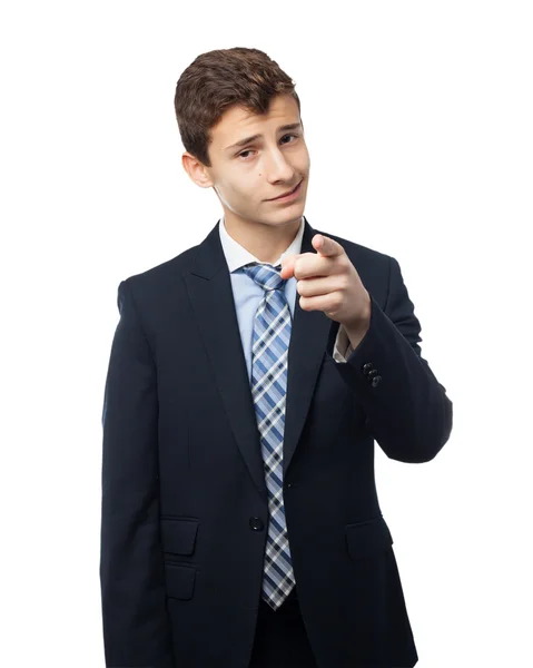 Proud businessman pointing front — Stock Photo, Image