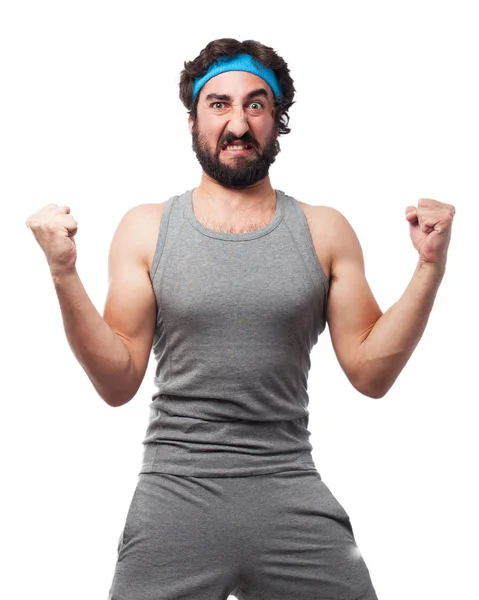 Happy sport man in celebrating pose — Stock Photo, Image