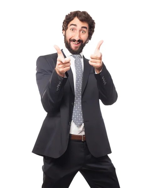 Feliz hombre de negocios signo bien — Foto de Stock