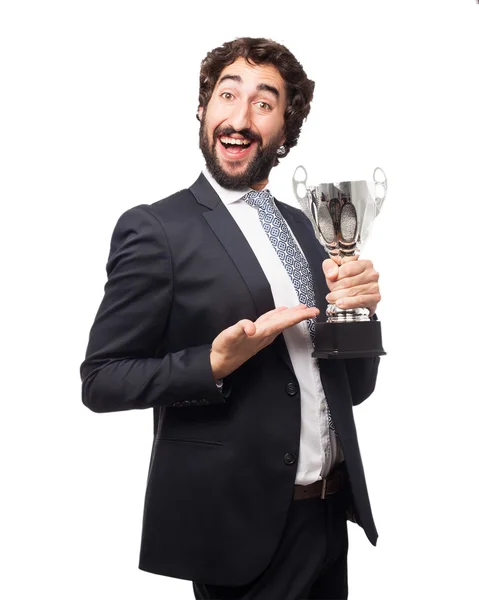 Happy businessman with sport cup — Stock Photo, Image