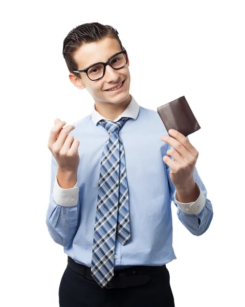 Hombre de negocios feliz con cartera — Foto de Stock