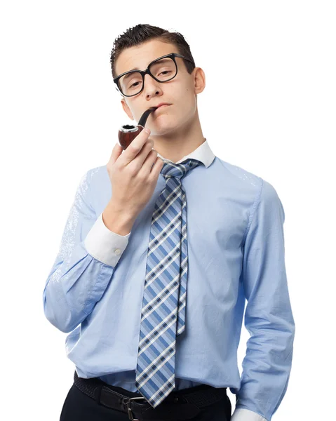 Happy businessman with pipe — Stock Photo, Image