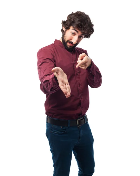 Gelukkig jonge man handen schudden — Stockfoto