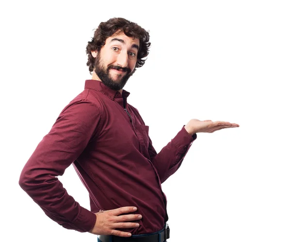 Happy young man showing gesture — Stock Photo, Image