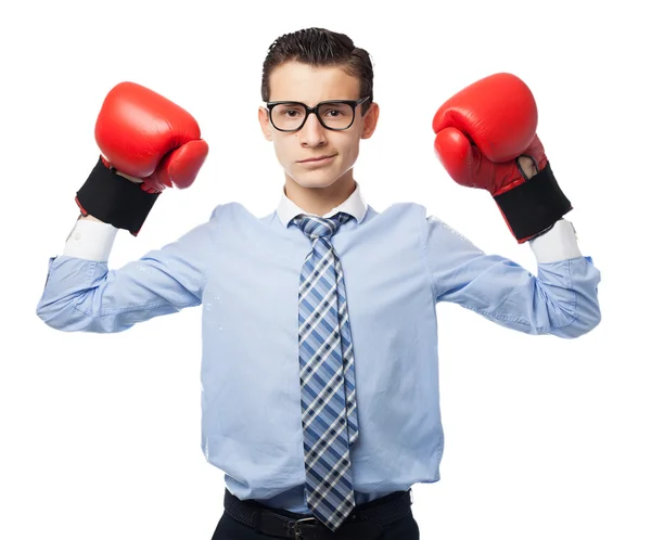 Happy businessman boxing — Stock Photo, Image