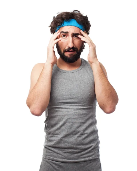 Worried sport man thinking — Stock Photo, Image