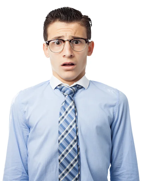 Worried businessman scared pose — Stock Photo, Image