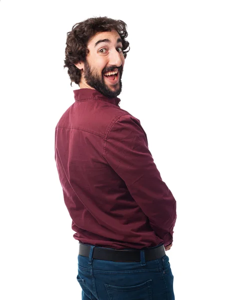Happy young man back — Stock Photo, Image