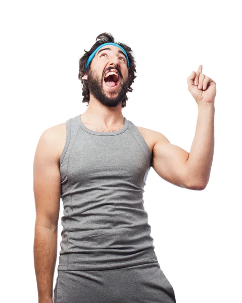 Happy sport man in celebrating pose — Stock Photo, Image