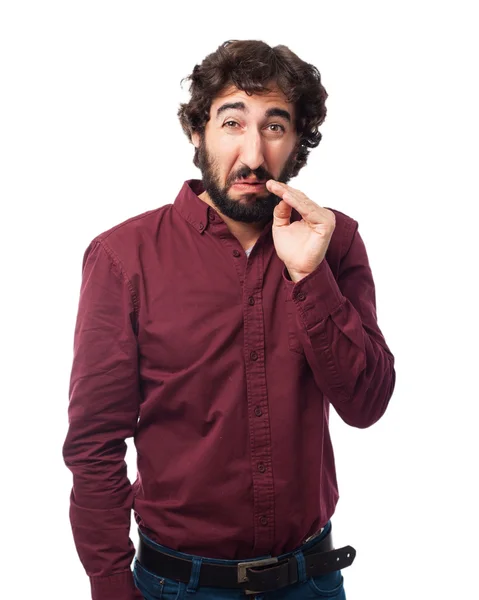 Sad young man smell bad — Stock Photo, Image