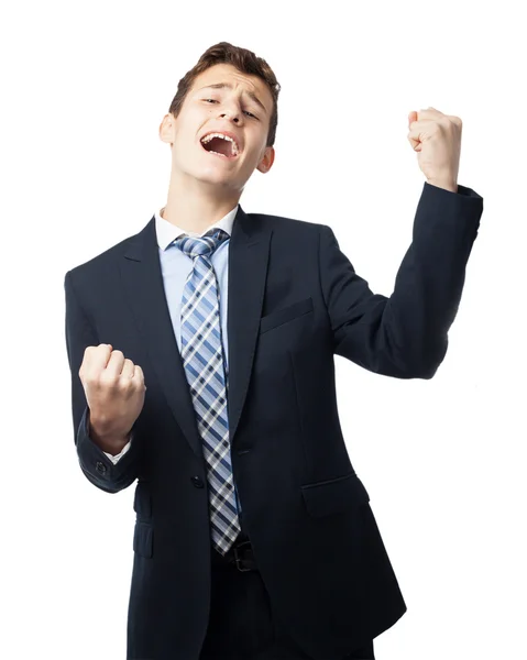 Happy businessman celebrating Stock Image