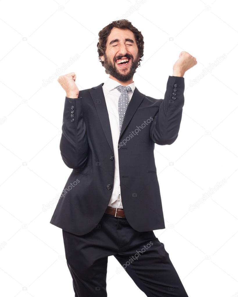 happy businessman dancing