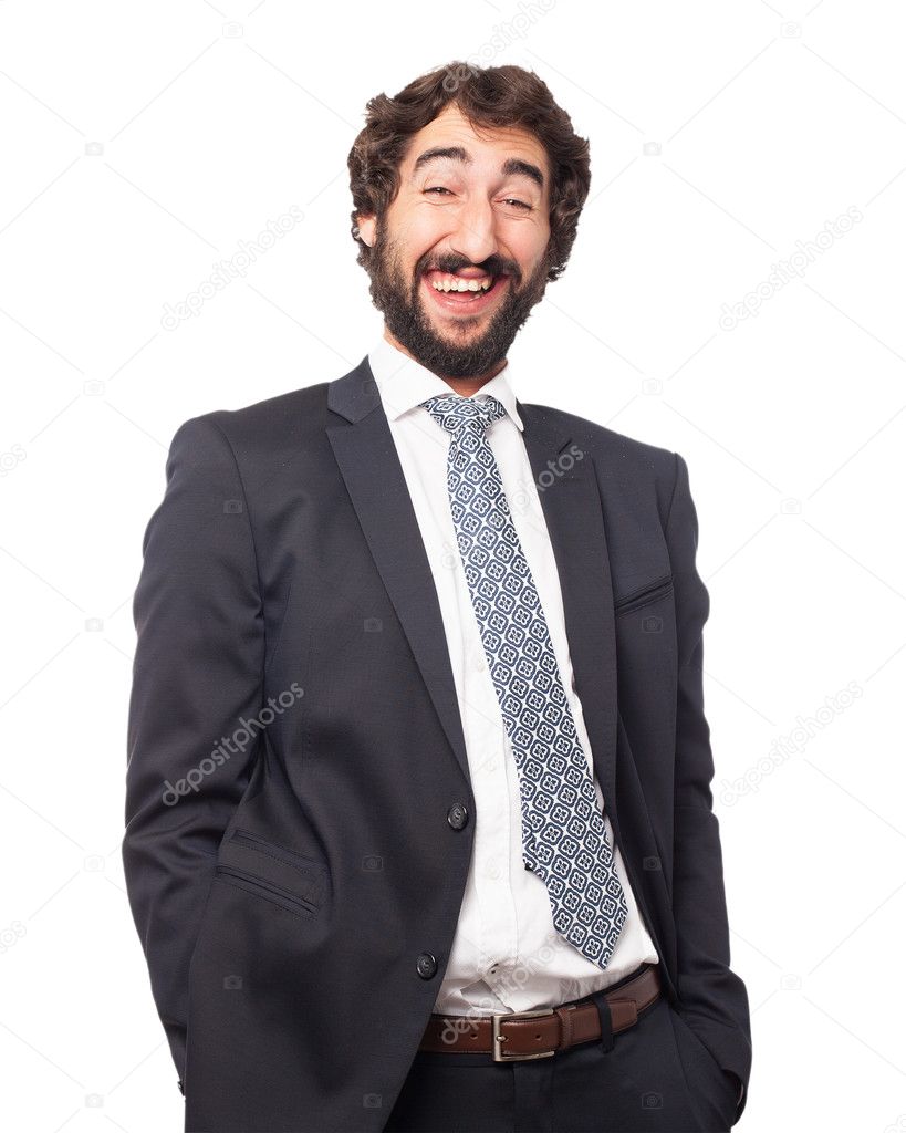 happy businessman laughing