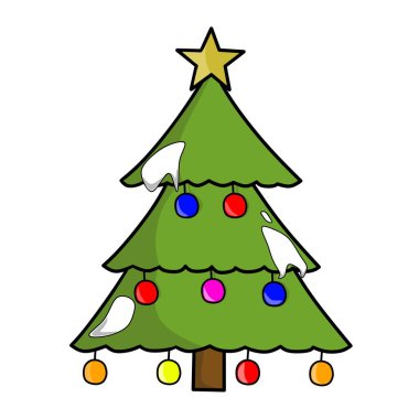 Yılbaşı ağacı çizimi çizimi yıldızlar ve ışıklar