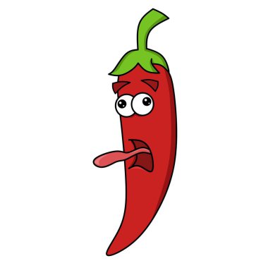 Tatlı biberli karakter çizgi film çizimi gözleri ve ağzı olan.
