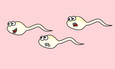 Cartoon illustration design of a sperm chasing another sperm clipart